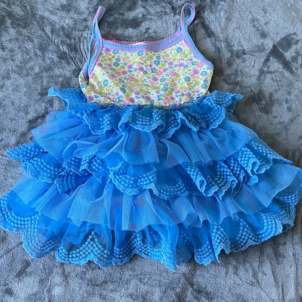 Matilda Jane Blue and Multicolor Ruffle Dress
